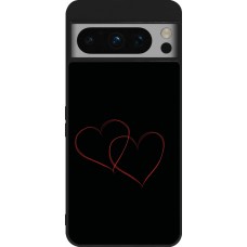 Coque Google Pixel 8 Pro - Silicone rigide noir Valentine 2023 attached heart