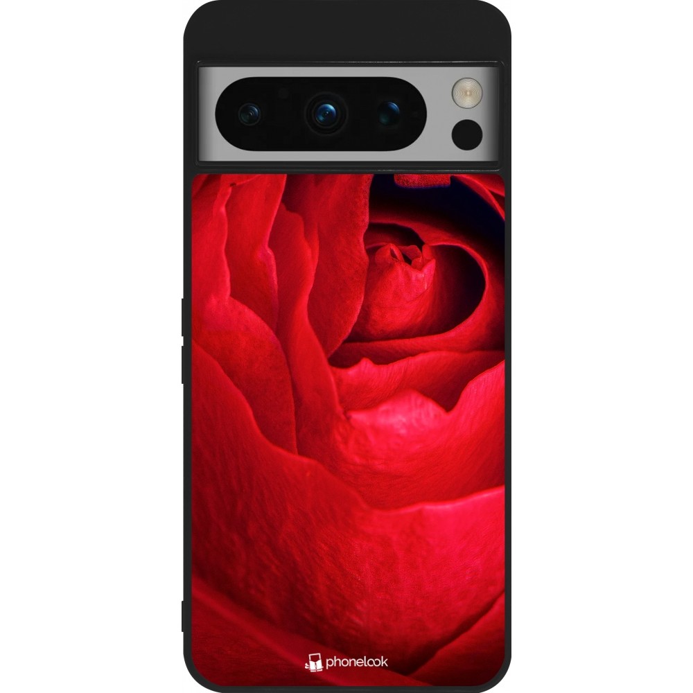 Coque Google Pixel 8 Pro - Silicone rigide noir Valentine 2022 Rose