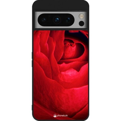 Coque Google Pixel 8 Pro - Silicone rigide noir Valentine 2022 Rose