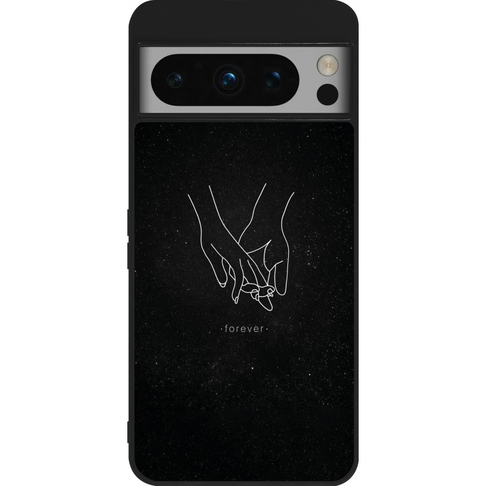 Coque Google Pixel 8 Pro - Silicone rigide noir Valentine 2023 hands forever