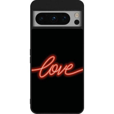 Coque Google Pixel 8 Pro - Silicone rigide noir Valentine 2023 neon love