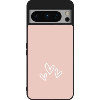 Coque Google Pixel 8 Pro - Silicone rigide noir Valentine 2023 three minimalist hearts