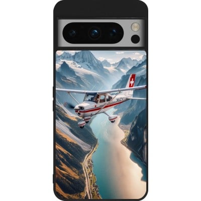 Coque Google Pixel 8 Pro - Silicone rigide noir Vol Alpin Suisse