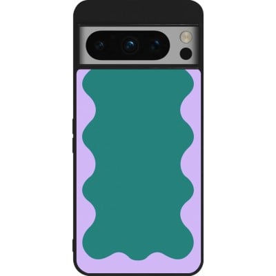 Coque Google Pixel 8 Pro - Silicone rigide noir Wavy Rectangle Green Purple