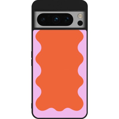 Coque Google Pixel 8 Pro - Silicone rigide noir Wavy Rectangle Orange Pink