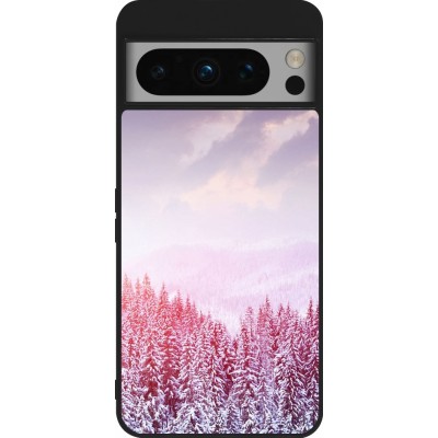 Coque Google Pixel 8 Pro - Silicone rigide noir Winter 22 Pink Forest