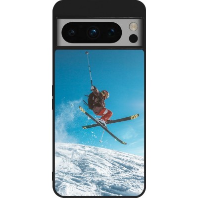 Coque Google Pixel 8 Pro - Silicone rigide noir Winter 22 Ski Jump