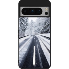 Coque Google Pixel 8 Pro - Silicone rigide noir Winter 22 Snowy Road