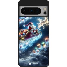 Coque Google Pixel 8 Pro - Silicone rigide noir Noël 2023 Père Noël enchanté