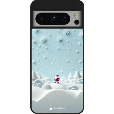 Coque Google Pixel 8 Pro - Silicone rigide noir Noël 2023 Petit Père Flocon