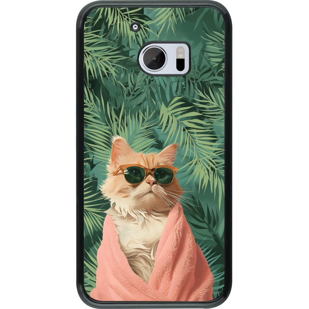 HTC 10 Case Hülle - Cat Summer Palms