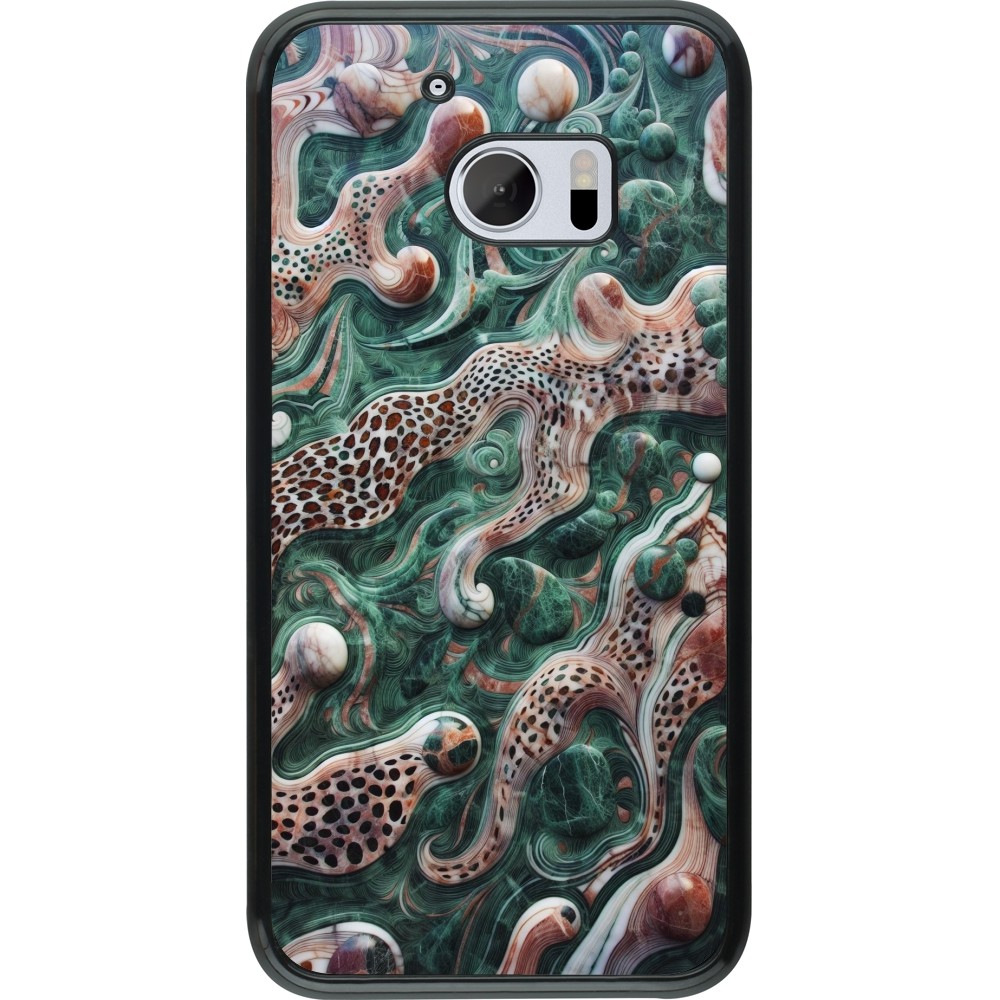 HTC 10 Case Hülle - Grüner Marmor und abstrakter Leopard