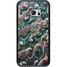 HTC 10 Case Hülle - Grüner Marmor und abstrakter Leopard