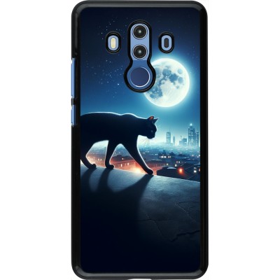 Coque Huawei Mate 10 Pro - Chat noir sous la pleine lune