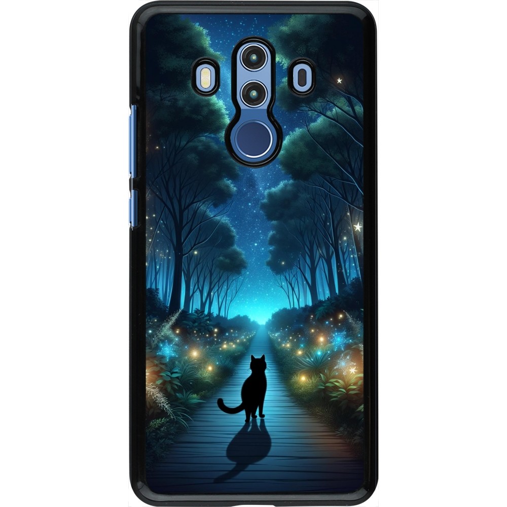 Coque Huawei Mate 10 Pro - Chat noir promenade