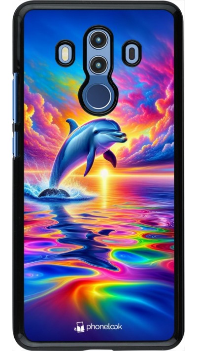 Coque Huawei Mate 10 Pro - Dauphin arc-en-ciel heureux