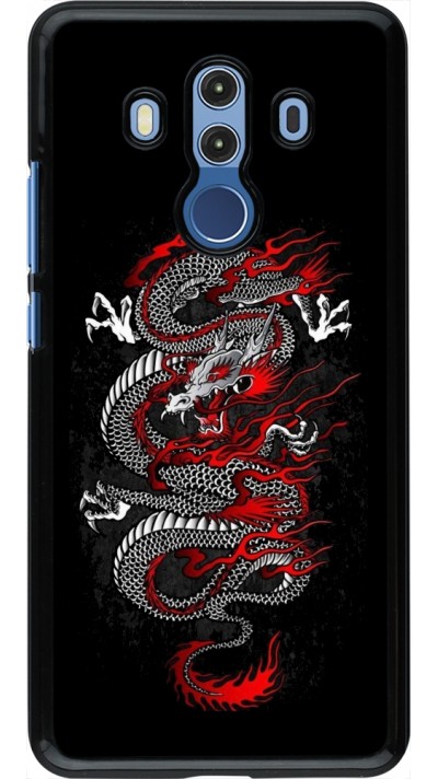 Coque Huawei Mate 10 Pro - Japanese style Dragon Tattoo Red Black