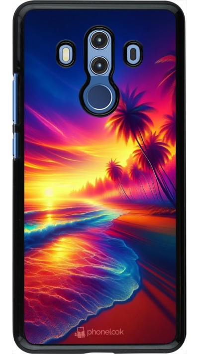 Coque Huawei Mate 10 Pro - Plage coucher soleil flashy