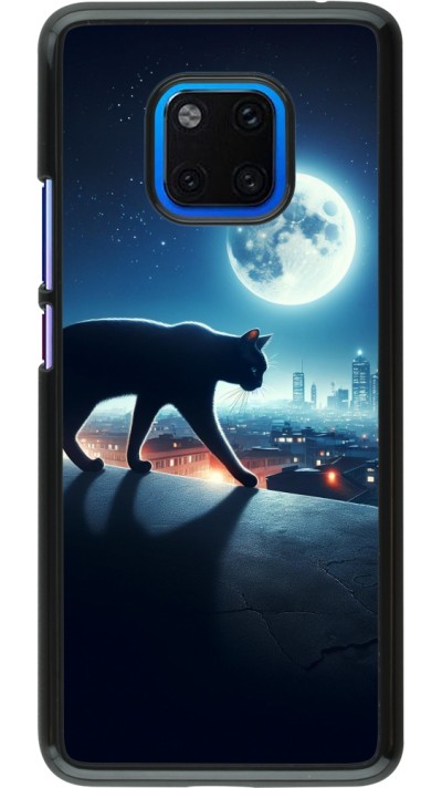 Coque Huawei Mate 20 Pro - Chat noir sous la pleine lune