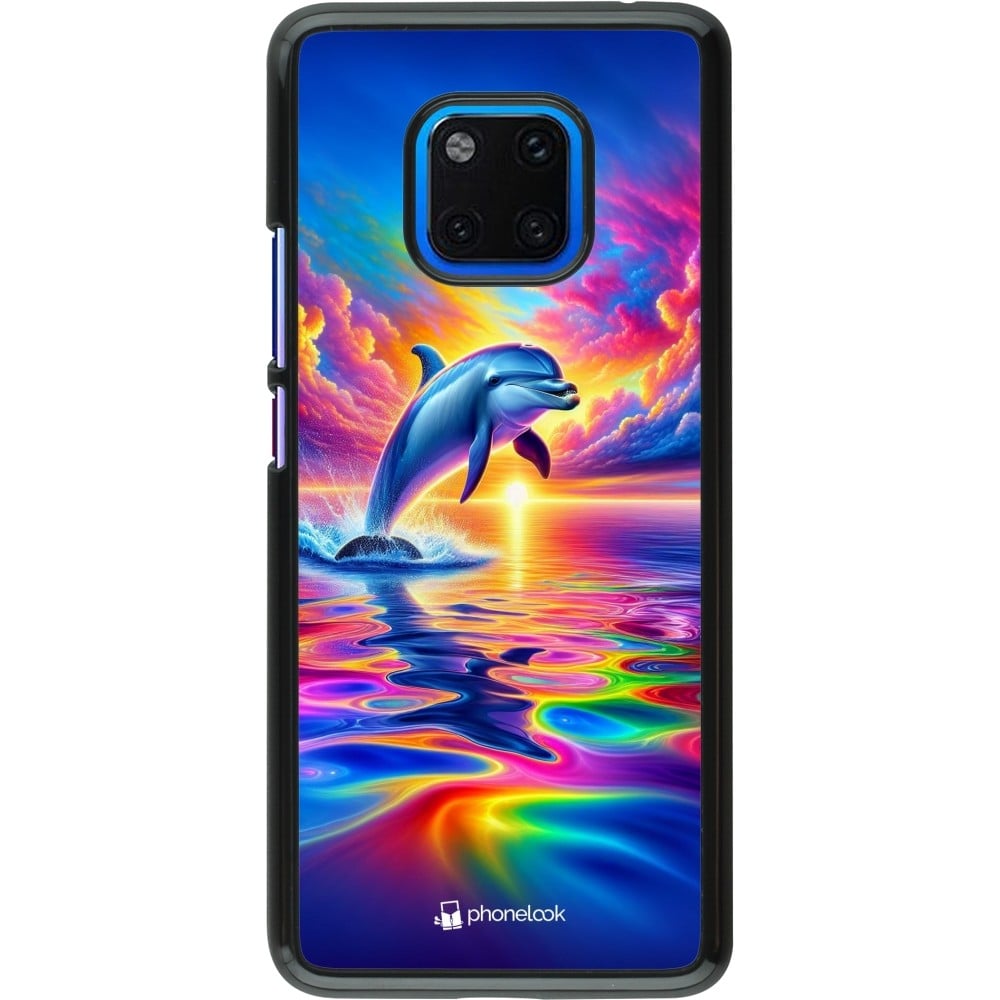 Coque Huawei Mate 20 Pro - Dauphin arc-en-ciel heureux