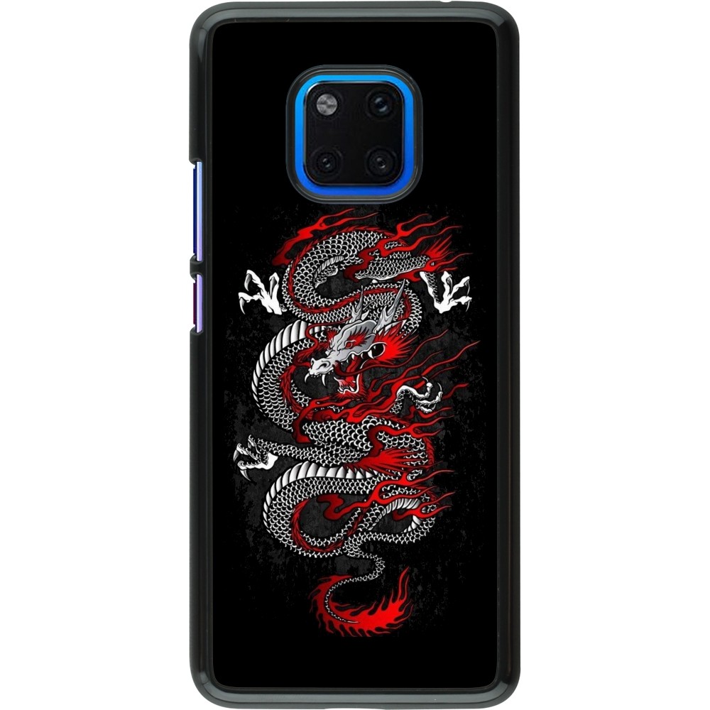 Coque Huawei Mate 20 Pro - Japanese style Dragon Tattoo Red Black