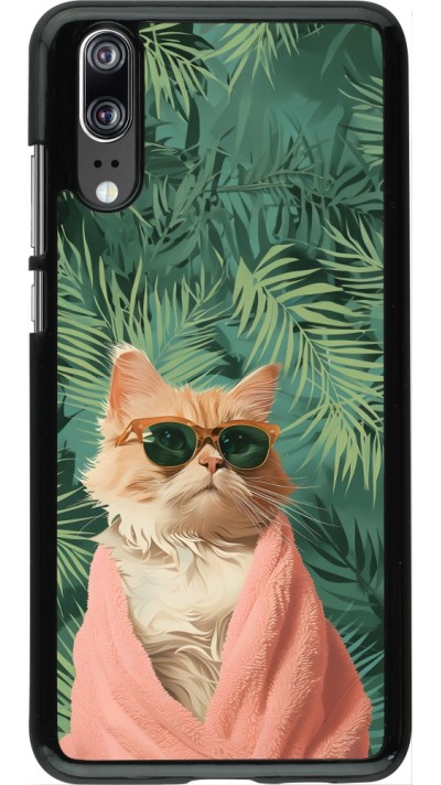 Coque Huawei P20 - Cat Summer Palms