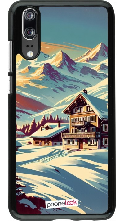 Coque Huawei P20 - Chalet montagne enneigée