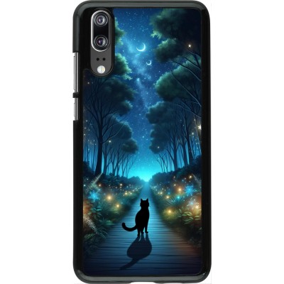 Coque Huawei P20 - Chat noir promenade