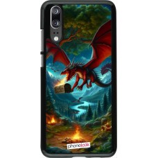 Coque Huawei P20 - Dragon Volant Forêt Trésor