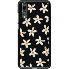 Coque Huawei P20 - Easter 2024 white on black flower