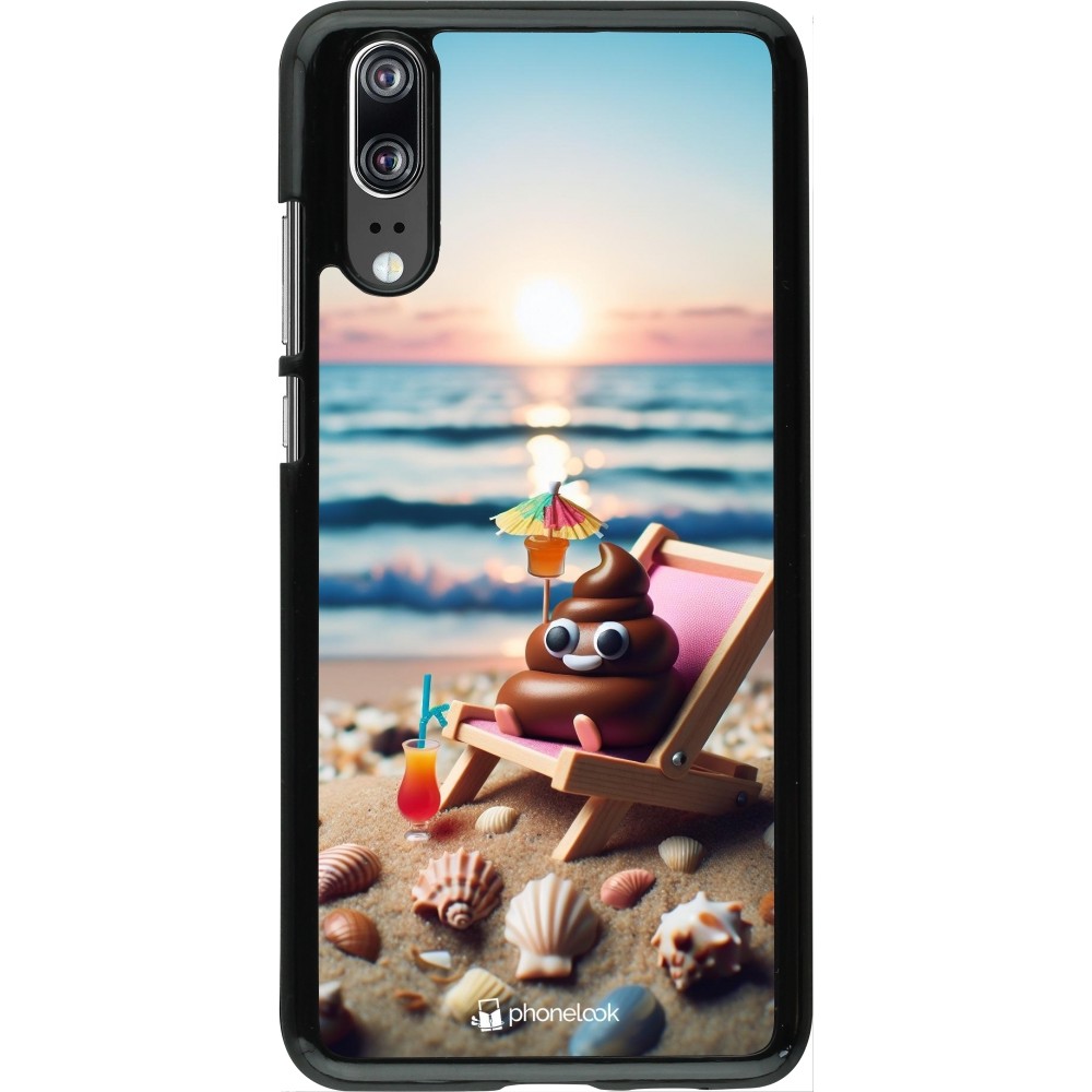 Coque Huawei P20 - Emoji caca sur chaise longue