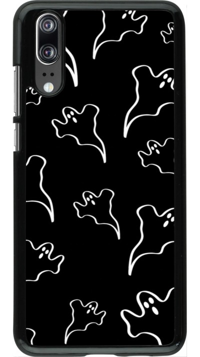 Coque Huawei P20 - Halloween 2024 black and white ghosts