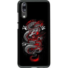 Coque Huawei P20 - Japanese style Dragon Tattoo Red Black