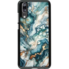 Coque Huawei P20 - Marbre Vert Bleu Doré