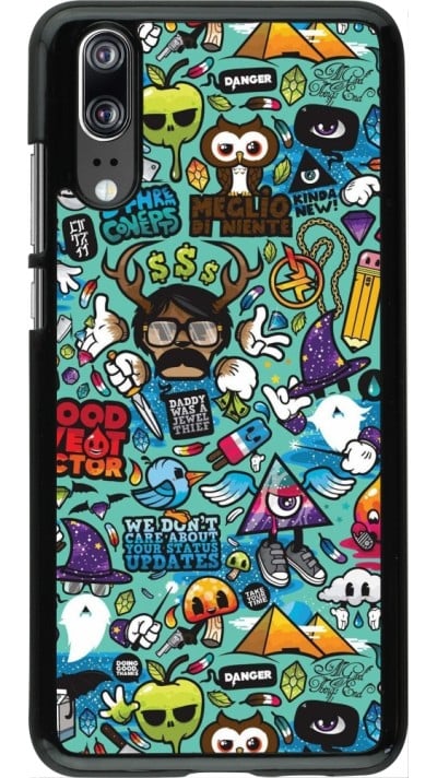 Huawei P20 Case Hülle - Mixed Cartoons Turquoise