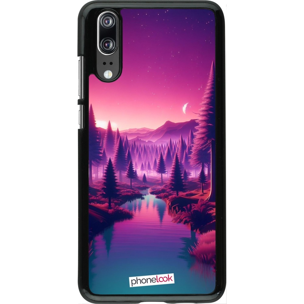 Coque Huawei P20 - Paysage Violet-Rose