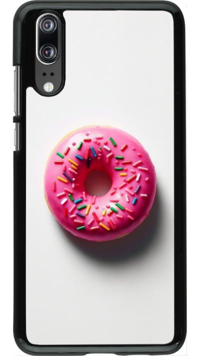 Huawei P20 Case Hülle - Weisser Hintergrund, pinker Donut