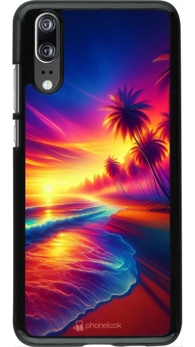 Coque Huawei P20 - Plage coucher soleil flashy