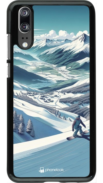 Coque Huawei P20 - Snowboarder Montagne