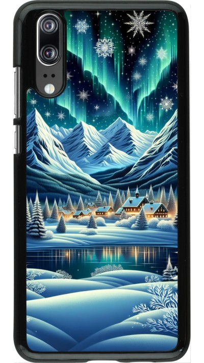 Coque Huawei P20 - Snowy Mountain Village Lake night