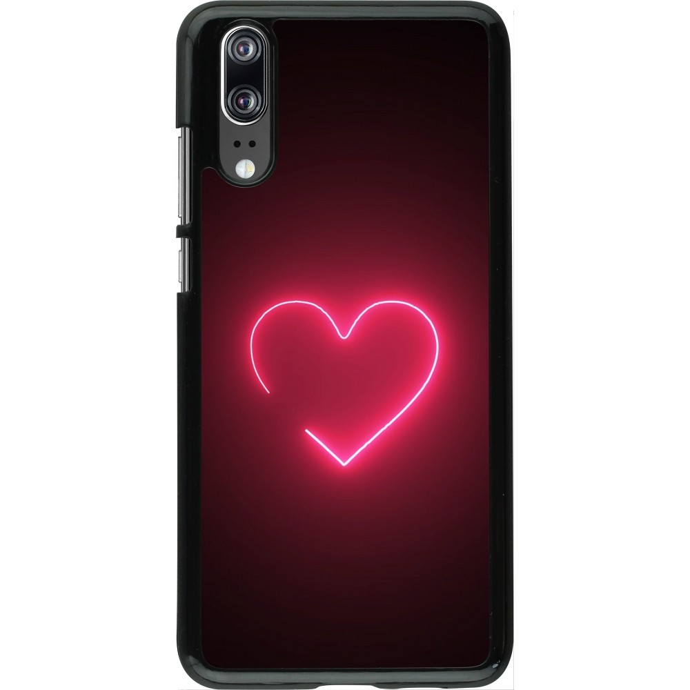 Coque Huawei P20 - Valentine 2023 single neon heart