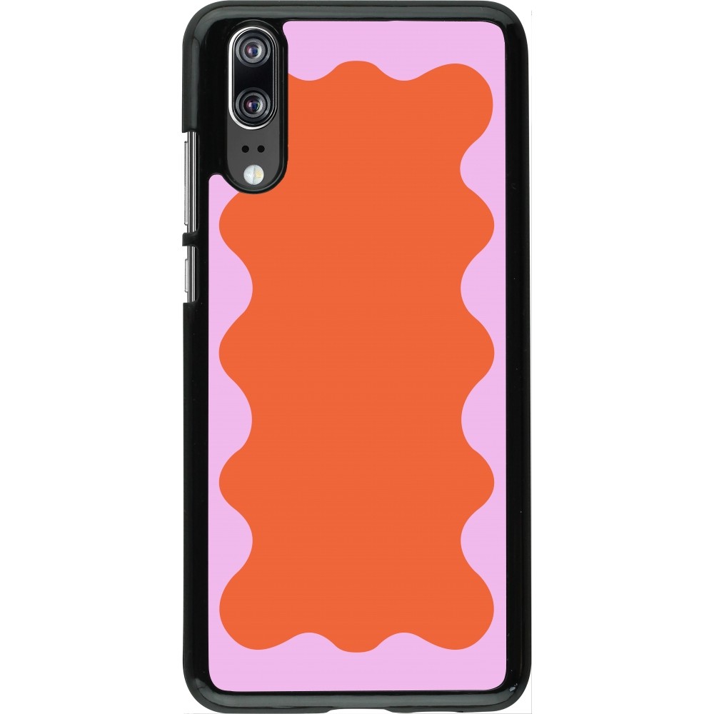 Coque Huawei P20 - Wavy Rectangle Orange Pink