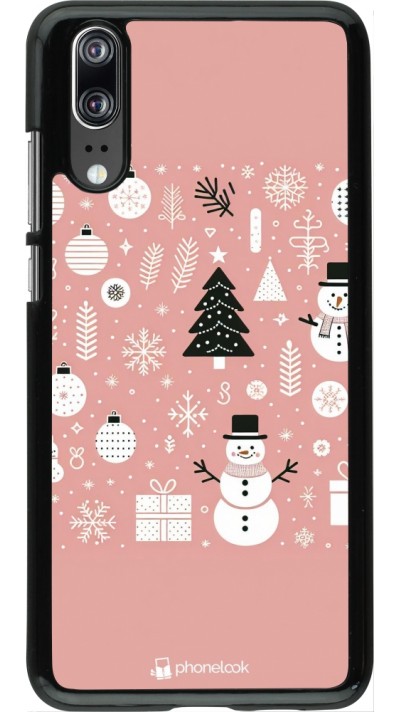 Huawei P20 Case Hülle - Weihnachten 2024 Rose Schneemann Weihnachten