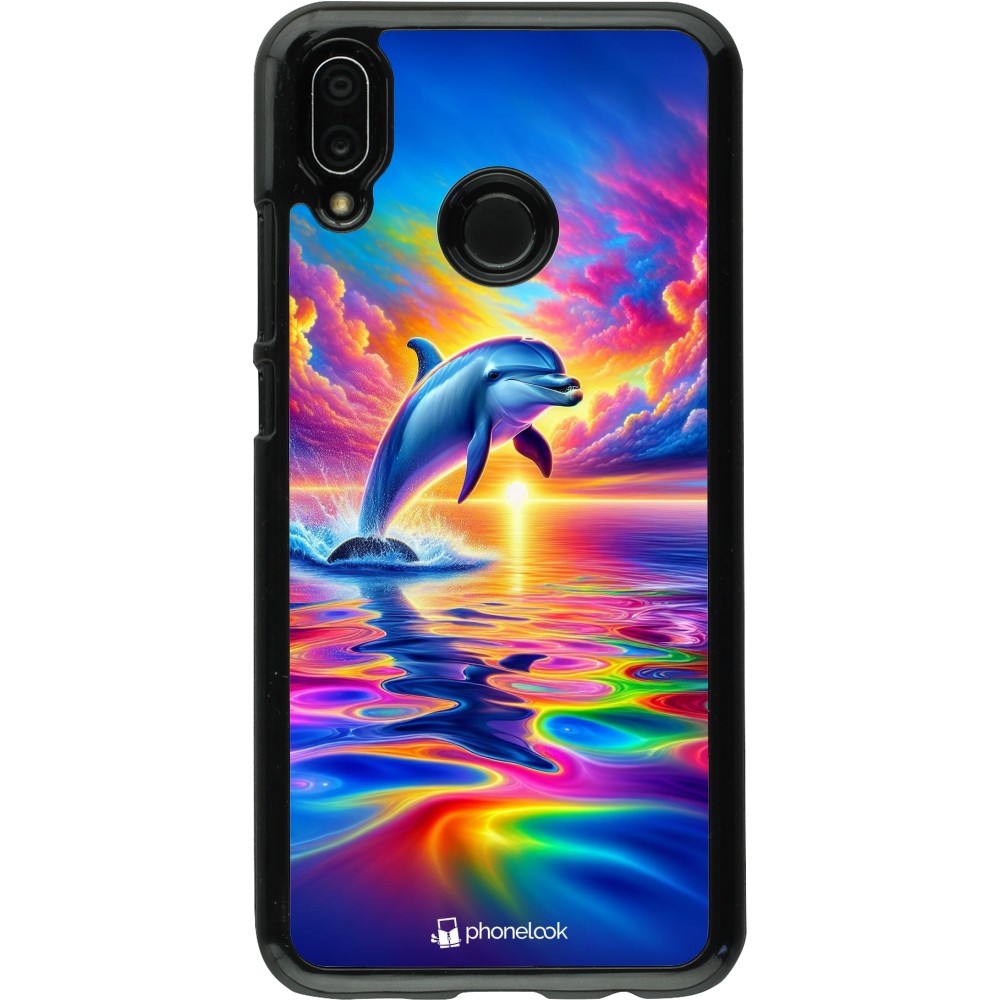 Coque Huawei P20 Lite - Dauphin arc-en-ciel heureux