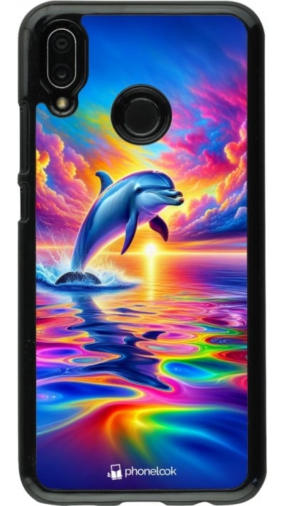 Coque Huawei P20 Lite - Dauphin arc-en-ciel heureux