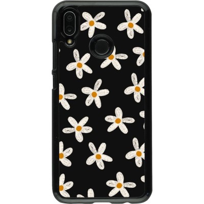 Coque Huawei P20 Lite - Easter 2024 white on black flower