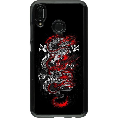 Coque Huawei P20 Lite - Japanese style Dragon Tattoo Red Black