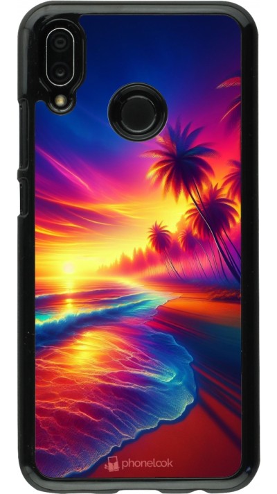 Coque Huawei P20 Lite - Plage coucher soleil flashy