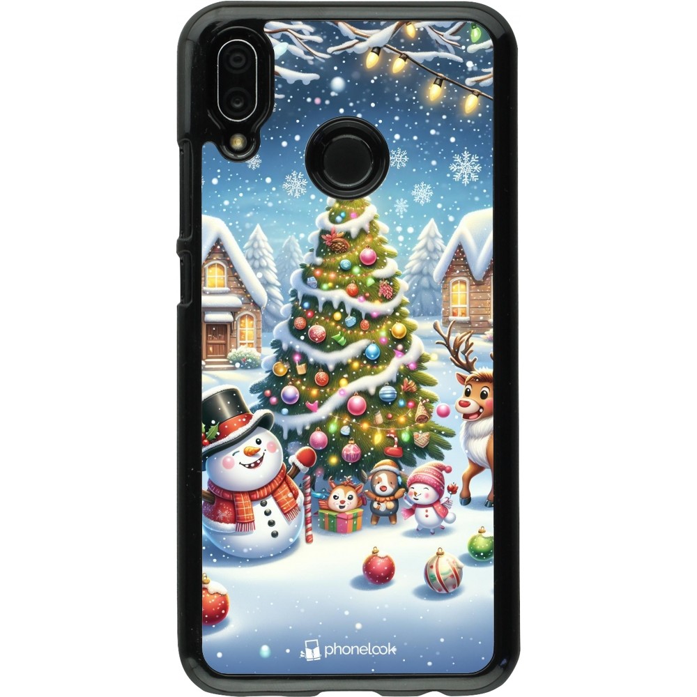 Coque Huawei P20 Lite - Noël 2023 bonhomme de neige et sapin