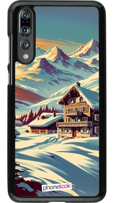 Coque Huawei P20 Pro - Chalet montagne enneigée